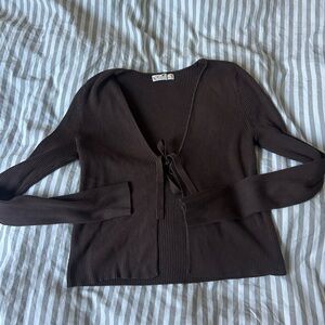 Brown Tie-Front Top | S